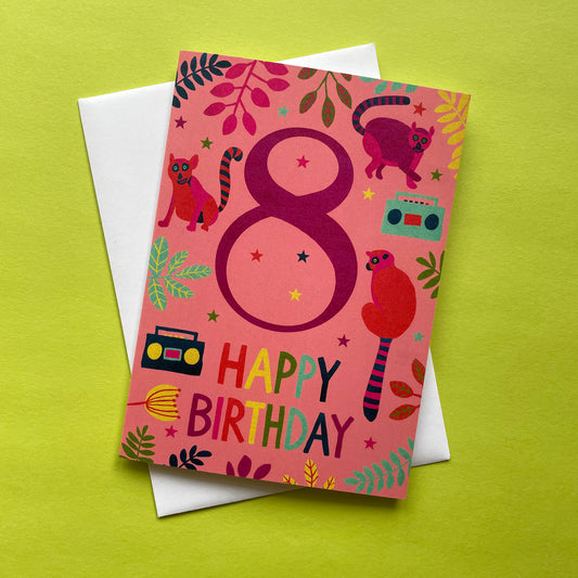 Happy 8th Birthday Lemur Card