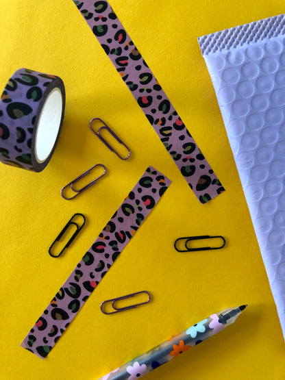 Wild purple leopard print washi tape with pops of neon