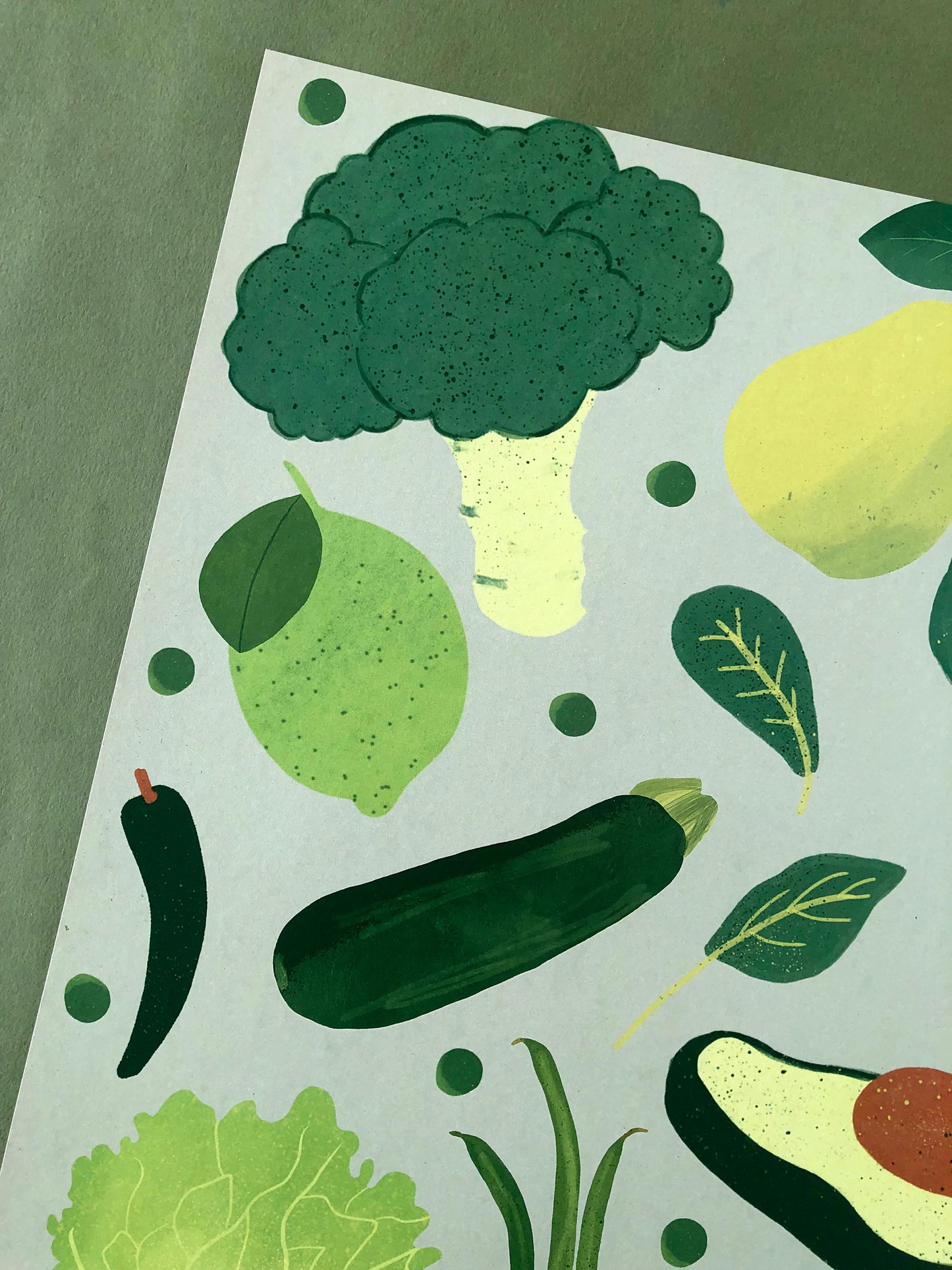 Green Fruit and Veg Art Print
