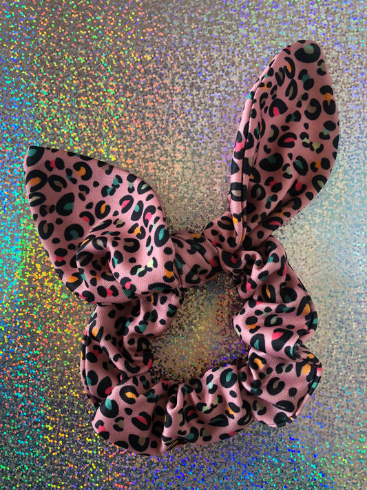 Pink Leopard Print Hair Scrunchie