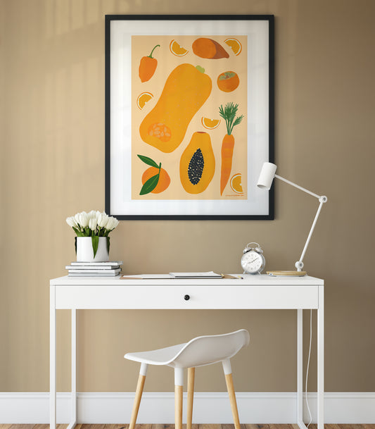 Orange Fruit and Veg Art Print