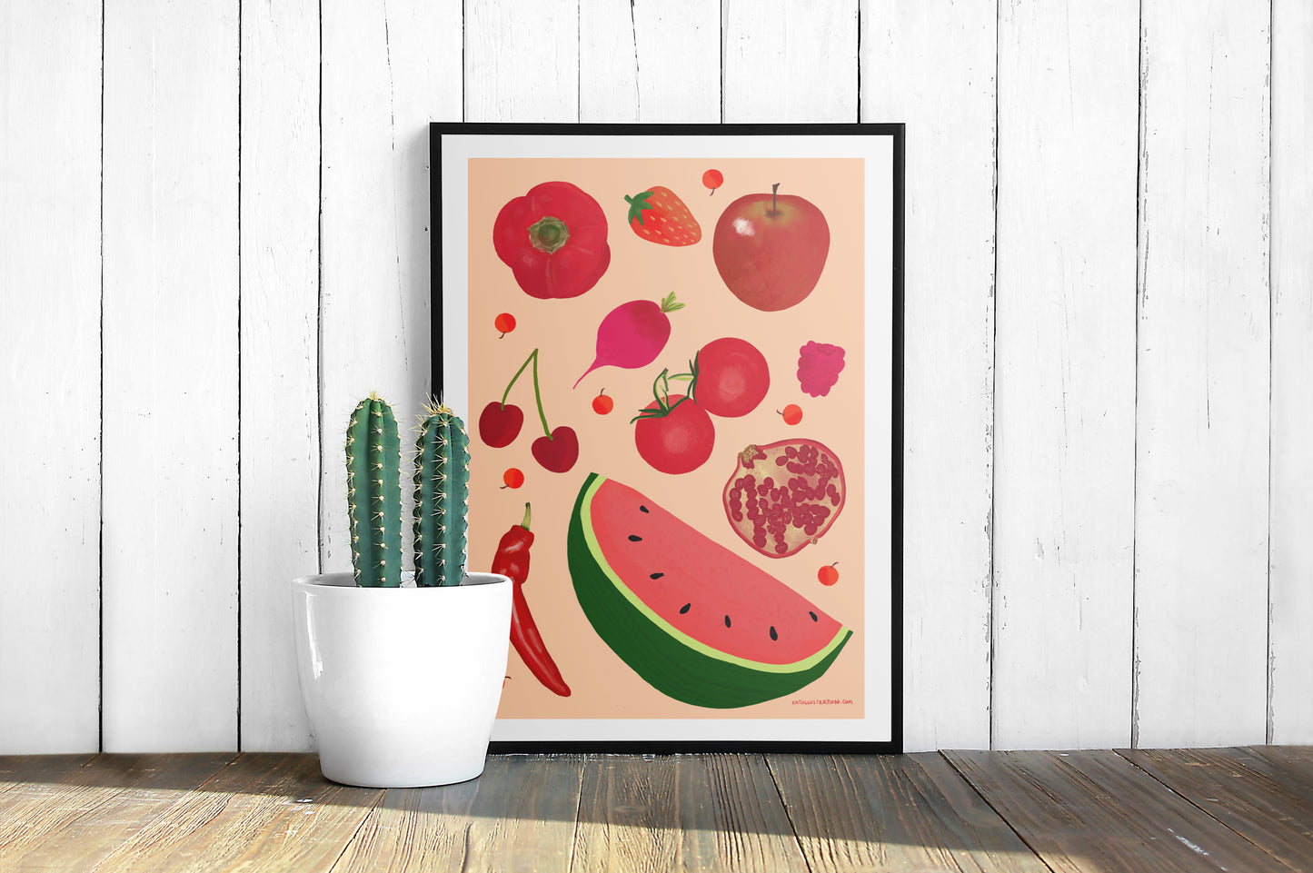 Red Fruit and Veg Art Print