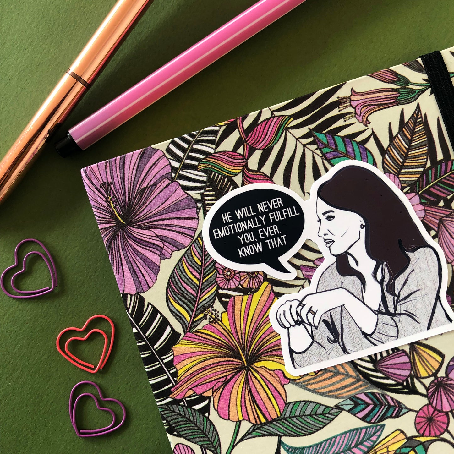Image shows a single sticker from a fun set inspired by the OG real housewives of Beverly Hills and their most dramatic quotes