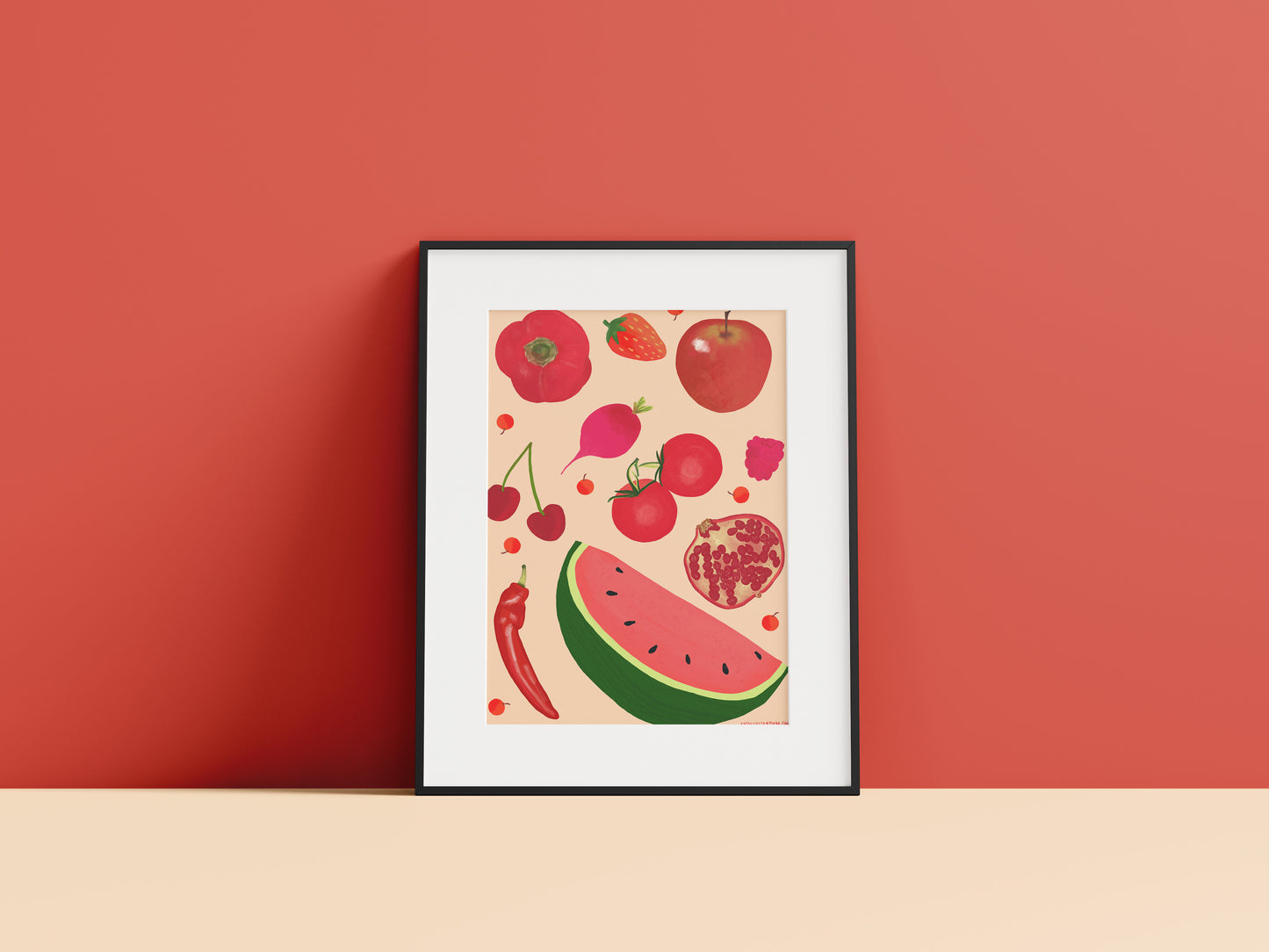 Red Fruit and Veg Art Print