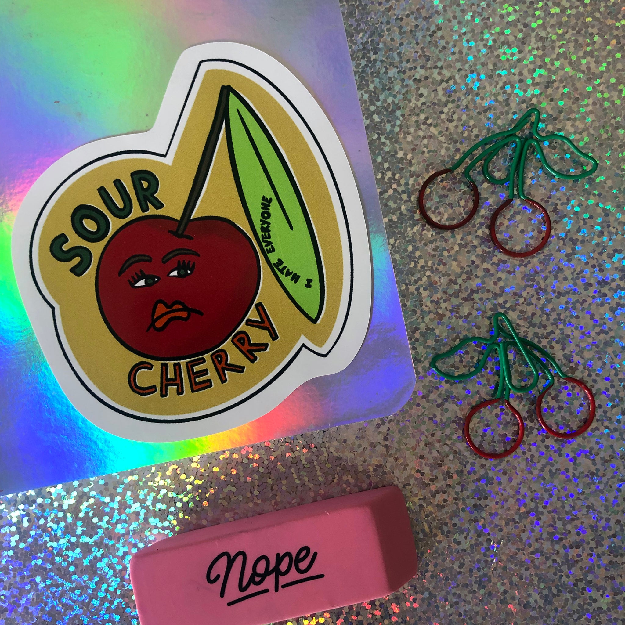 Sour Cherry Vinyl Sticker – Katsillustration