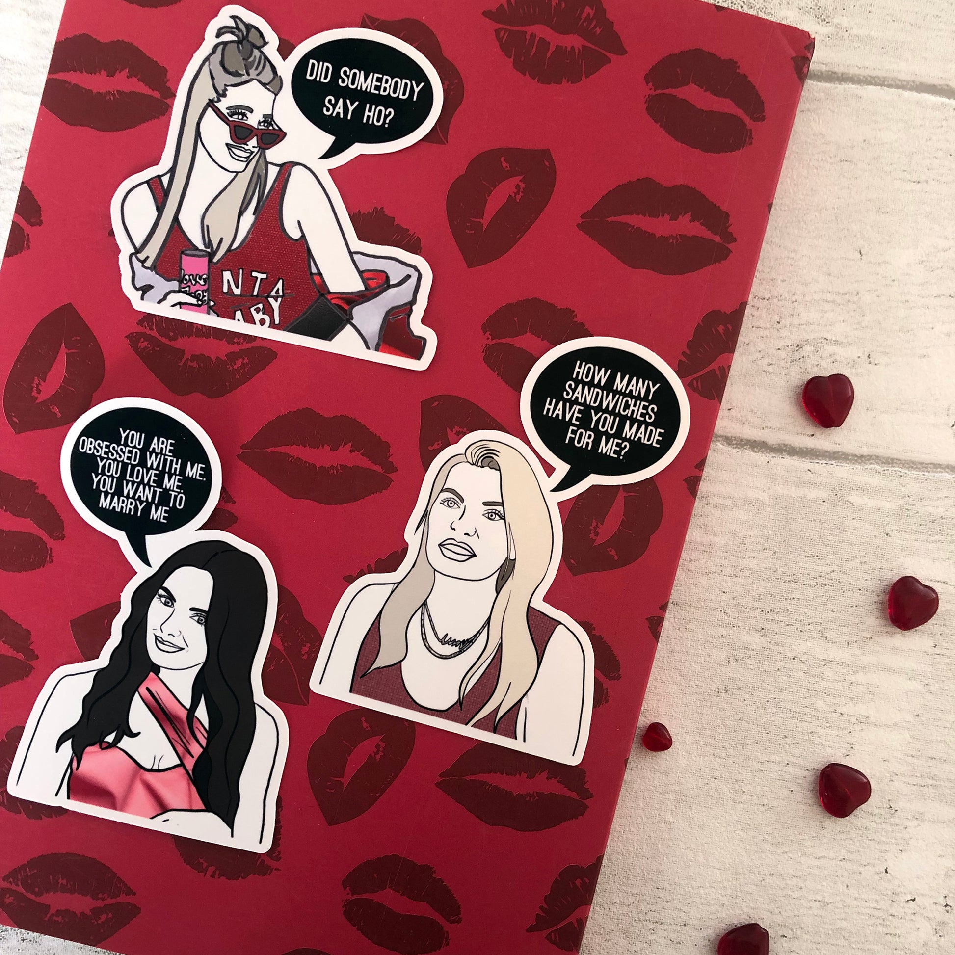 Image shows a collection of stickers inspired by reality tv show Summer House