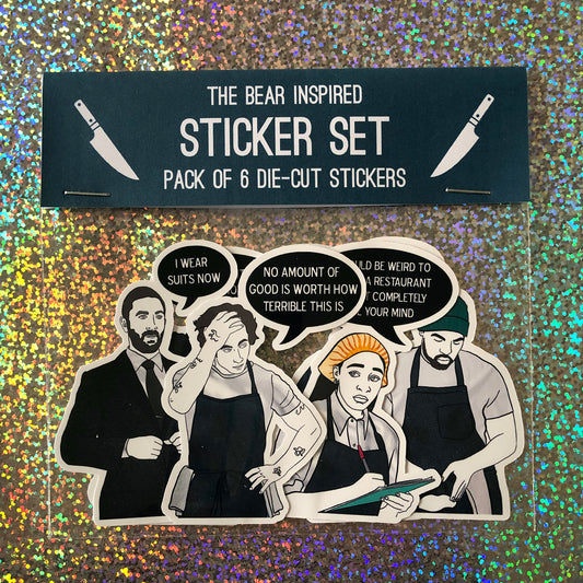 Image shows a collection of stickers inspired by tv show The Bear