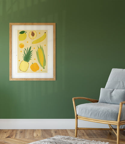 Yellow Fruit and Veg Art Print