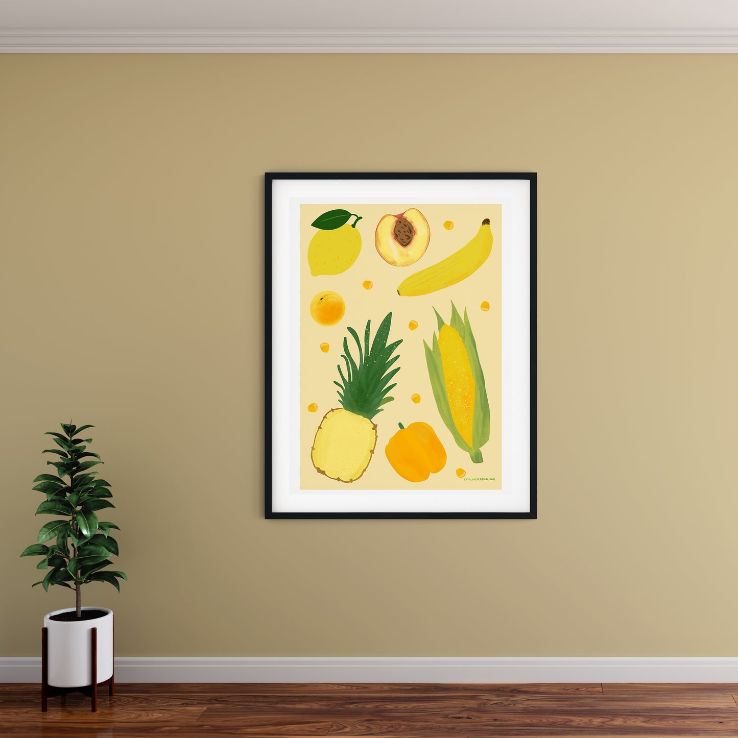 Yellow Fruit and Veg Art Print